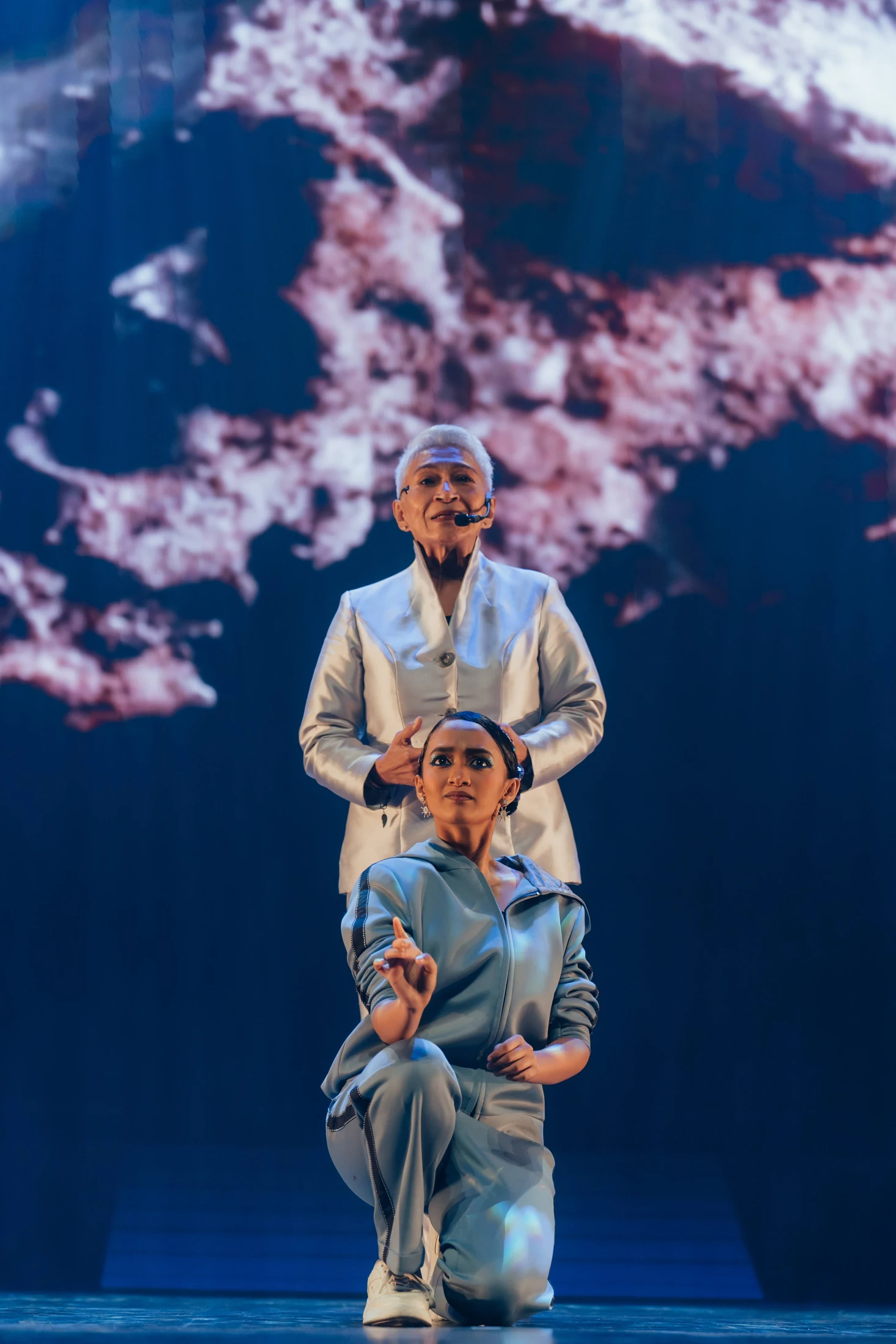 Tan Sri Mazlan Othman and Datuk Ramli Ibrahim in a stage moment